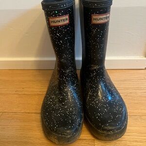 Hunter Black Speckled Kids Rain Boots